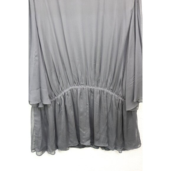American Glamour by Badgley Mischka Black Sheer Chiffon Tunic-2X-Beaded-Lined - Picture 11 of 12
